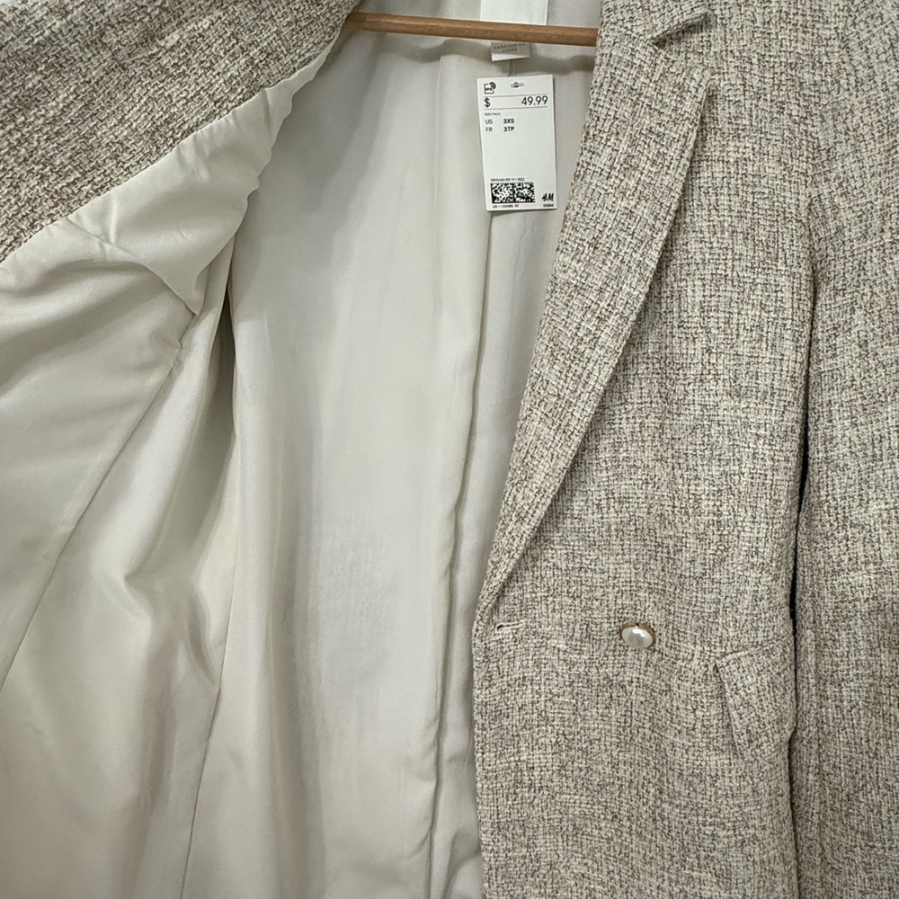 H&M Tweed Cream and Beige Blazer - Picture 4 of 4